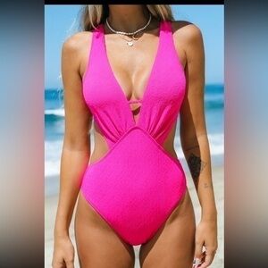 Cupshe Hot pink cutout one piece